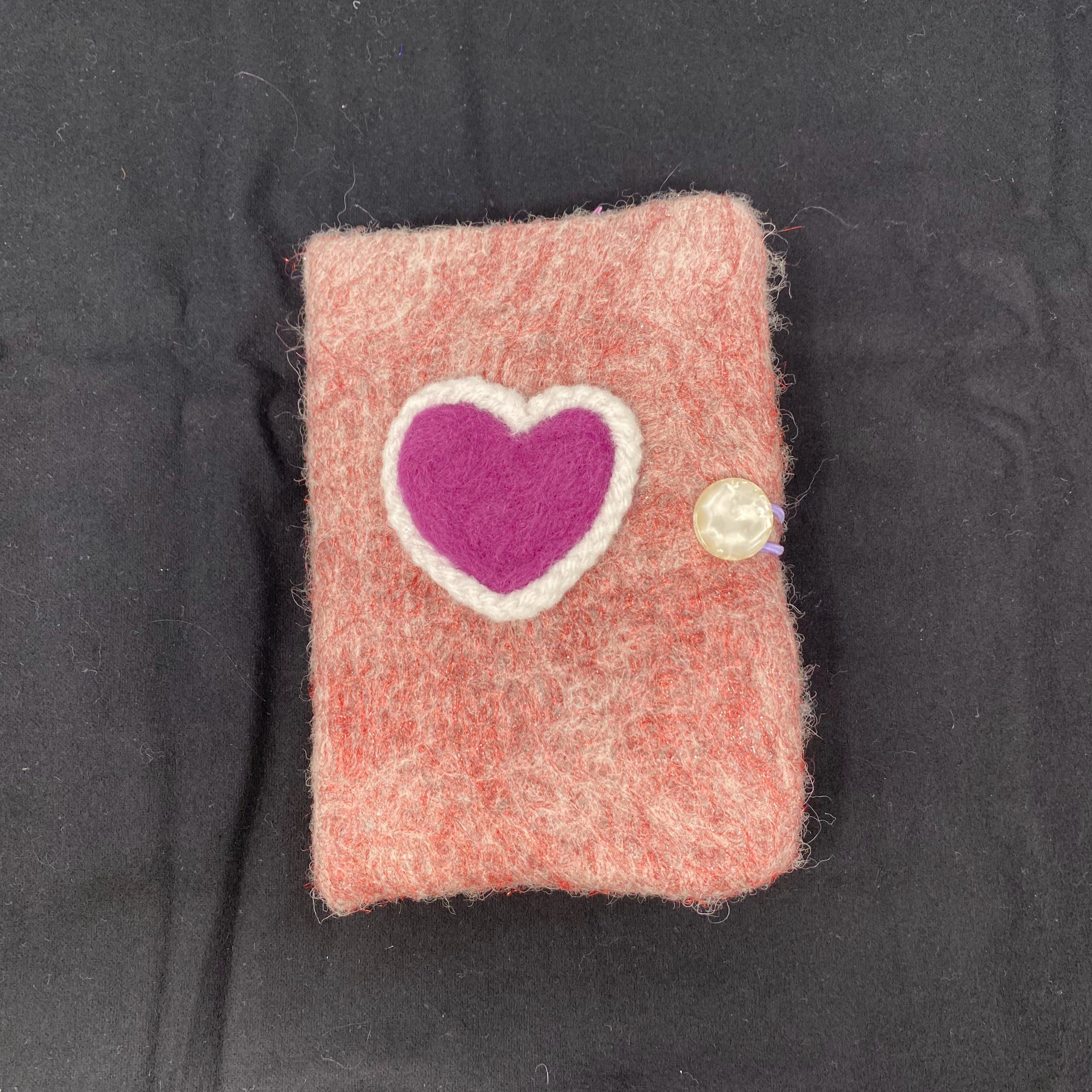 #67 Handmade sketch book with felted cover, pink